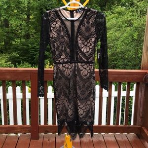 Lulus Totally Adored Black Lace Bodycon Dress